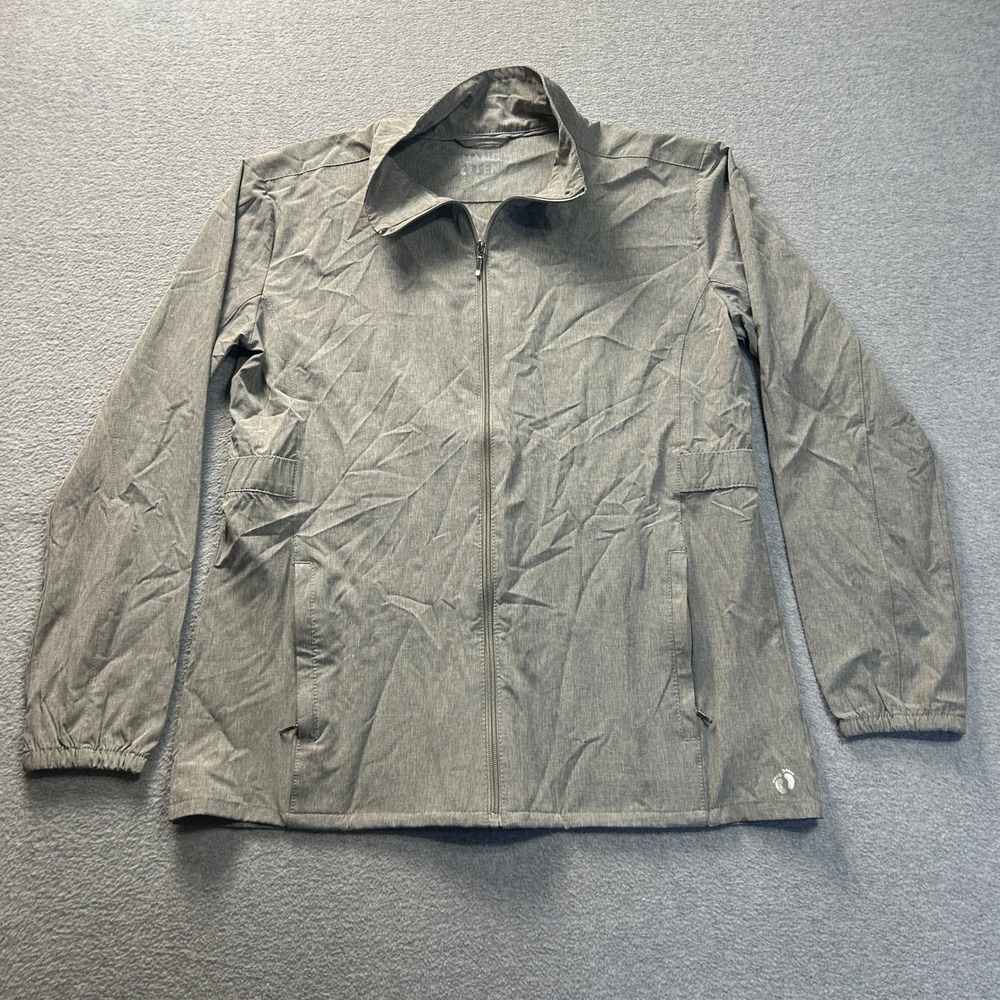 Hang Ten Full Zip Performance Jacket Mens Large Gray UPF 50+ Lightweight Stretch